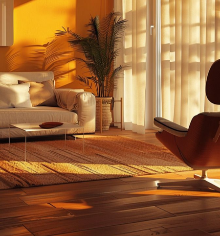 Decoração minimalista com pisos de madeira